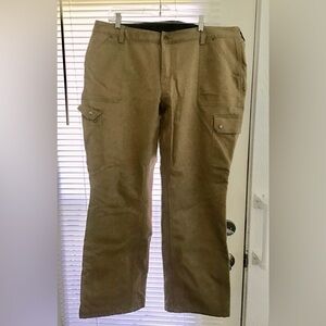 Duluth Trading Company Khaki Fleece Lined Fire Hose Cargo Pants Sz. 18W x 31